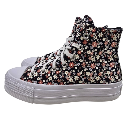 Converse Women's CTAS Hi Top Lift Petite Petals/Black Platform Sneakers, Size 7 - Picture 5 of 12